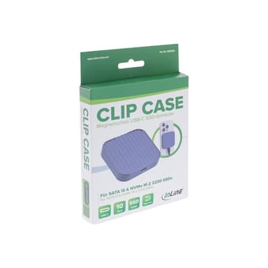 INLINE Clip Case - Magnetisches USB-C Gehäuse für SATA III & NVMe M.2 SSDs