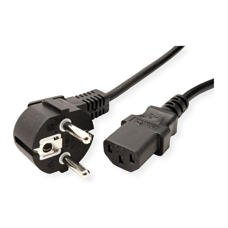 VALUE Netzkabel CEE7/7 gewinkelt+ IEC-C13gerade 3x1.5mm2 3m - Strom/Netzteil
