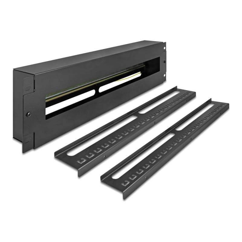 DELOCK 48,26cm 19Zoll Schutzschalterleiste mit Abdeckung und Hutschiene