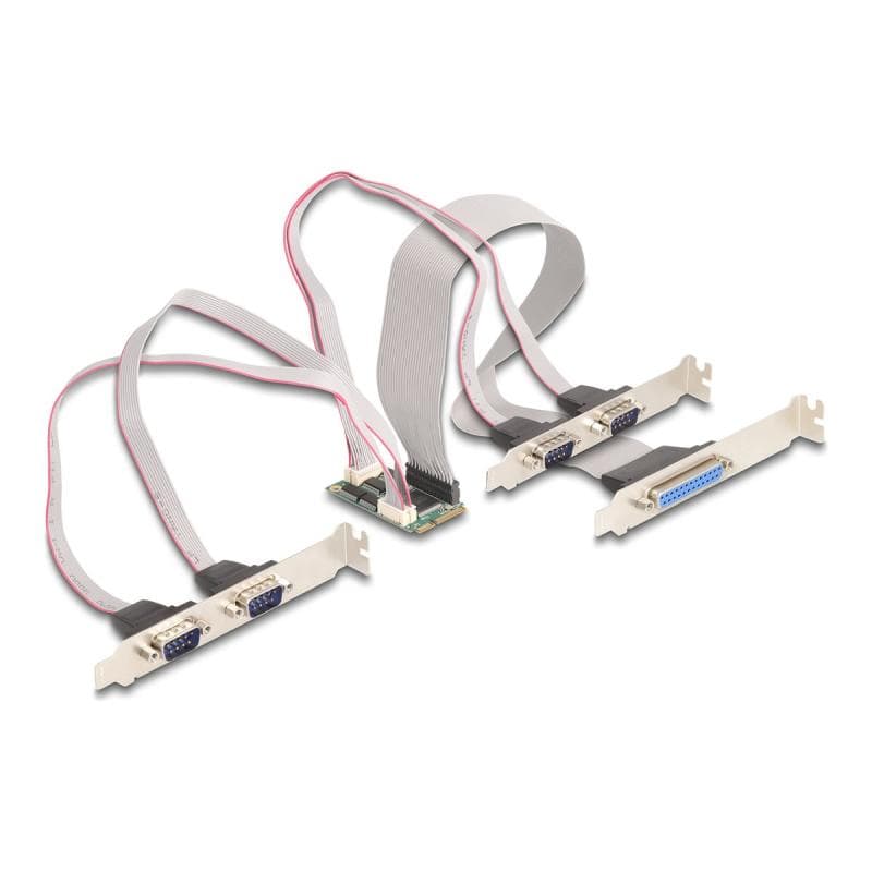 DELOCK Mini PCIe I/O PCIe full size 4 x Seriell RS-232, 1 x Parallel