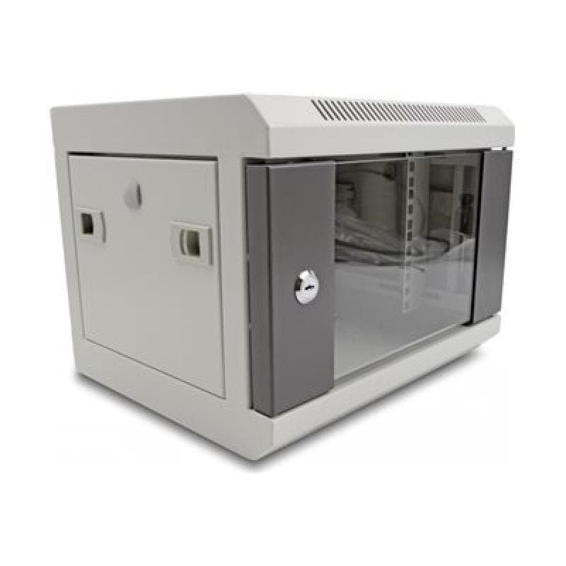 DELOCK 25,4cm 10Zoll Netzwerkschrank mit Glastur 4 HE grau