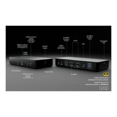 I-TEC Universal Intelligent Dual Display DS 2xHDMI 2xDP 1xGLAN 2xUSB-C Gen2 3xUSB-A Gen2 2xUSB-A Gen