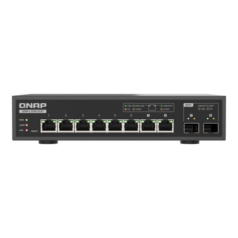 QNAP QSW-L3208-2C6T 6 ports 10Gbps 2 ports