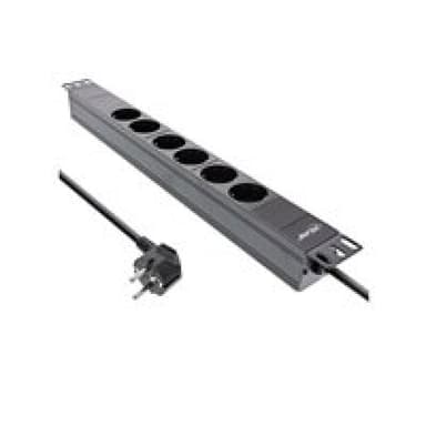 INLINE 19″ Steckdosenleiste - 6-fach Schutzkontakt - ohne Schalter - 2m -