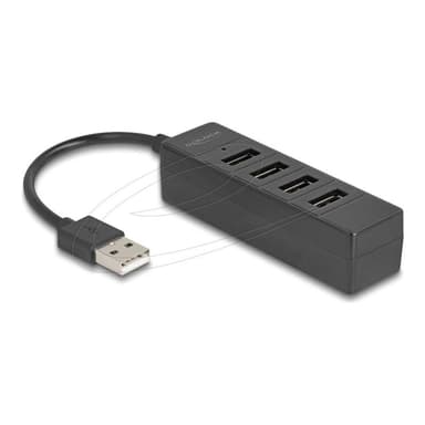 DELOCK USB Hub 4 Port USB 2.0 mit 4 x USB Typ-A Bu schwarz