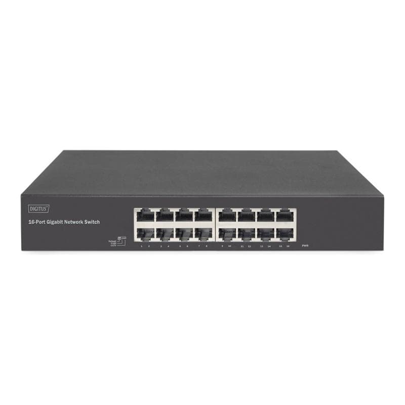 DIGITUS Switch 16-Port Gigabit, 19″ unmanaged schwarz
