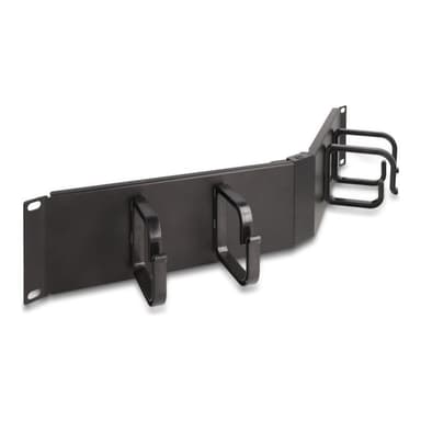 DELOCK 19″ Kabelmanagement Rangierpanel mit 4 Bügeln 2 HE gewinkelt schwarz (66978)