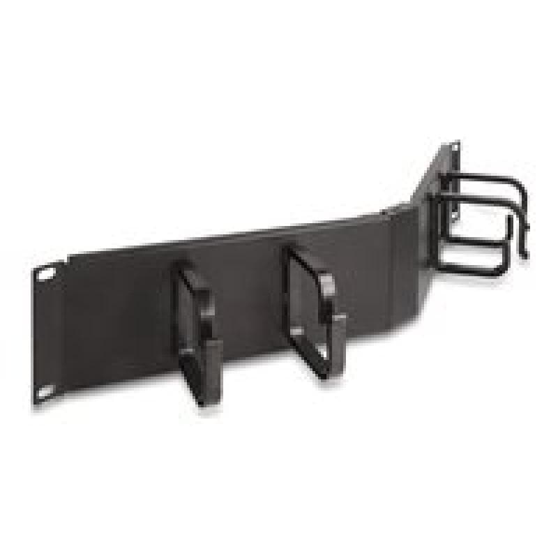 DELOCK 19″ Kabelmanagement Rangierpanel mit 4 Bügeln 2 HE gewinkelt schwarz (66978)