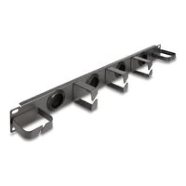 DELOCK - Verlegetafel für Rack-Kabelmanagement - 4 Gummikabeldurchführungen, 5 Metallhaken