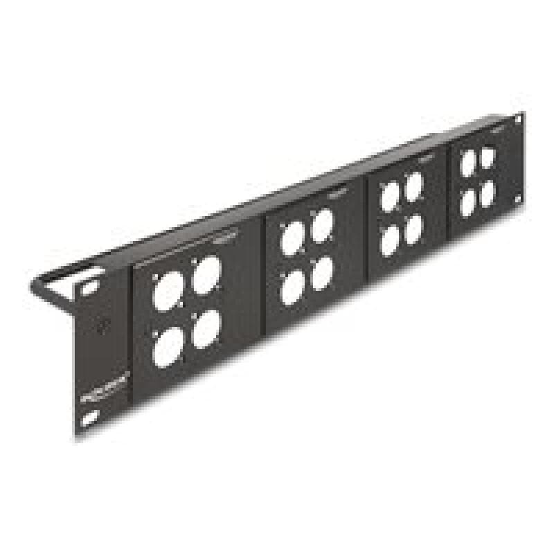DELOCK D-Typ 19″ Patchpanel mit 4 D-Typ Platten 86 x 86 mm und 4 Ports 2 HE schwarz Stück