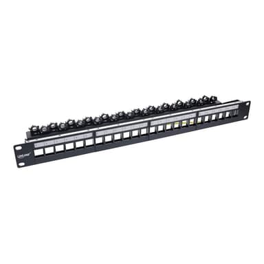 INLINE Patchfeld 24-fach, Keystone Leerblech Patchpanel, 19″, 1HE, schwarz