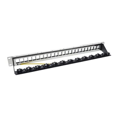 INLINE Patchfeld 24-fach, Keystone Leerblech Patchpanel, 19″, 1HE, schwarz
