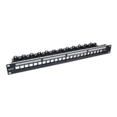 INLINE Patchfeld 24-fach, Keystone Leerblech Patchpanel, 19″, 1HE, schwarz