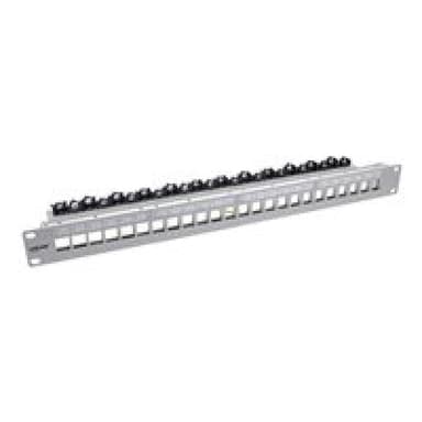 INLINE Patchfeld 24-fach, Keystone Leerblech Patchpanel, 19″, 1HE, lichtgrau