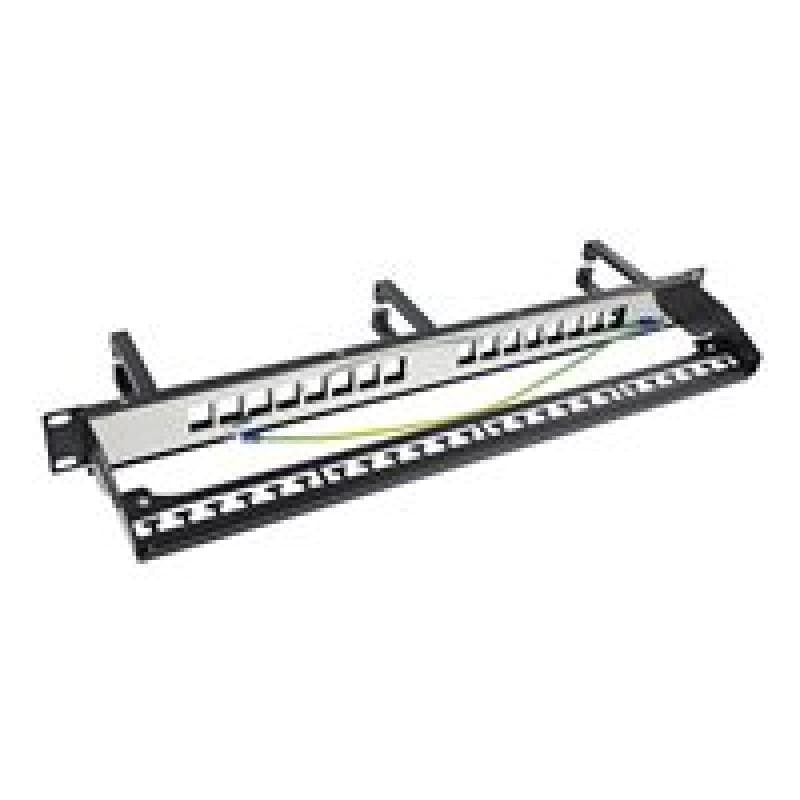 INLINE Patchfeld Cat.6A 16-fach, mit 3 Bügeln, 16 Keystones, 19″, 1HE, schwarz