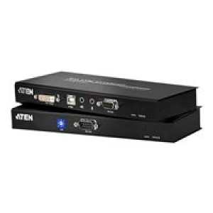  Konsolen-Extender Aten CE600, DVI Single Link+USB-Tastatur/Maus+Audio+RS232 Extender-Set, bis 60m  