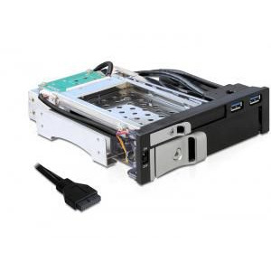 DeLOCK 5.25" Wechselrahmen für 1 x 2.5" + 1 x 3.5" SATA HDD + 2 x USB 3.0 Ports 