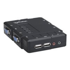  KVM Switch  4-Port MANHATTAN Kompakt (USB/VGA/Audio)  