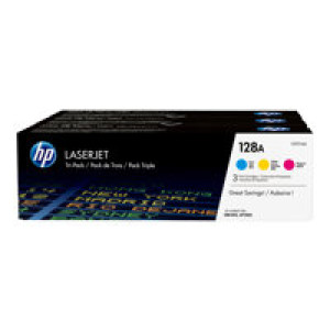 HP 128A Tri pack 3er Pack Gelb, Cyan, Magenta LaserJet Tonerpatrone (CF371AM) 