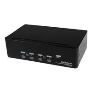  STARTECH.COM 4 Port Dual DVI USB KVM Switch/ Umschalter mit Audio und USB 2.0 Hub  