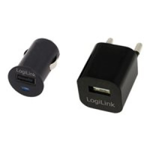 LogiLink USB-Reiselader Set 12+230 Volt 