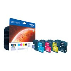 BROTHER LC1100HY 4er Pack Schwarz, Gelb, Cyan, Magenta Tintenpatrone 