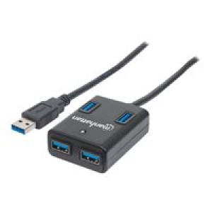 MANHATTAN USB-HUB  4-Port Manhattan USB 3.0  schwarz 