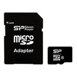  SILICON POWER Micro SDCard 16GB SDHC Cl.10 w/adaptor Retail  