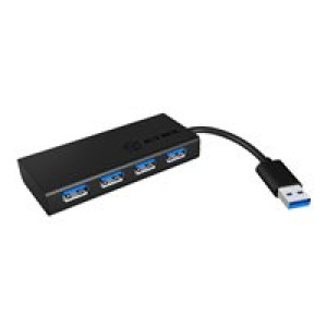 RAIDSONIC ICY BOX IB-AC6104 4-fach USB 3.0 Hub 4x USB3.0 Aluminium, schwarz + 5 V Stromanschluss fue 