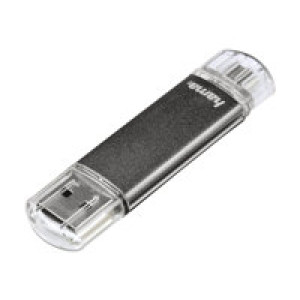 HAMA USB-Zusatzspeicher Smartphone/Tablet Hama FlashPen "Laeta Twin" Schwarz 128 GB USB 3.0, Micro U 