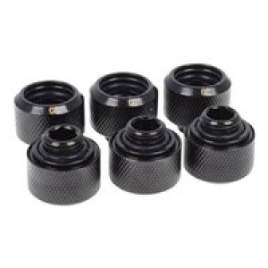  ALPHACOOL Eiszapfen 16mm HT Tülle 6/P bk | G1/4 Deep Black Sixpack Kühler 