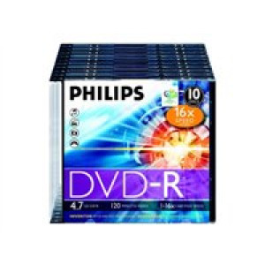  PHILIPS DVD-R 4.7GB 16X 10er Pack  