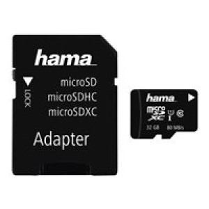  HAMA microSDHC 32GB Class 10 UHS-I 80MB/s + Adapter/Foto  