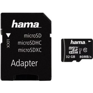  HAMA microSDHC 32GB Class 10 UHS-I 80MB/s + Adapter/Mobile  