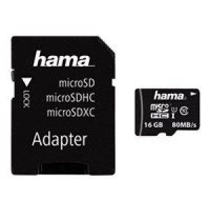 HAMA microSDHC 16GB Class 10 UHS-I 80MB/s + Adapter/Mobile  