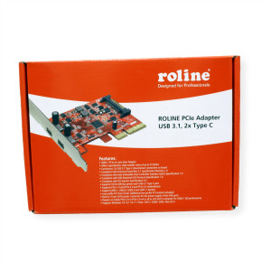 ROLINE PCI-Express-Karte, USB 3.1, 2 Ports Typ C 