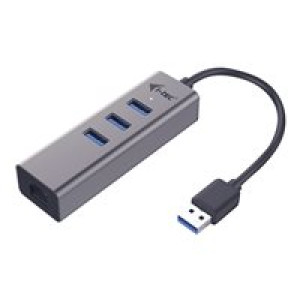 I-TEC USB 3.0 Metal 3-Port HUB mit Gigabit Ethernet Adapter 1x USB 3.0 auf RJ-45 3x USB 3.0 Port LED 
