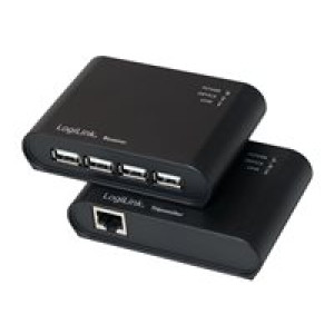 LOGILINK USB 2.0 Extender mit integriertem 4-Port USB 2.0 Hub und Netzteil 