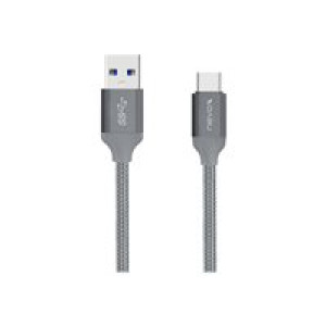 NEVOX Type-C zu USB 3.0 Kabel Nylon geflochten 1 m silbergrau 