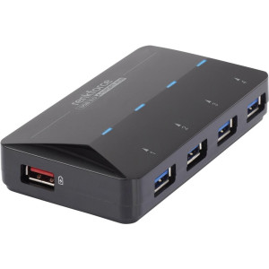 CONRAD 4+1 Port USB 3.0-Hub mit Schnellladeport, mit Status-LEDs Renkforce Schwarz 