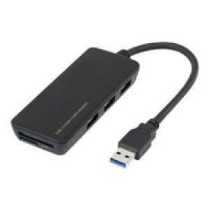CONRAD 3 Port USB 3.0-Hub mit eingebautem SD-Kartenleser Renkforce Schwarz 