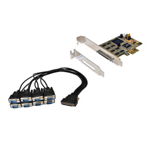 EXSYS 8S PCIe Serielle RS-232 Karte inkl. LP Bügel (SystemBase Chip-Set) (EX-44388) 