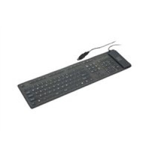  GEMBIRD KB-109F-B - USB+PS/2 - QWERTY - Schwarz - Silikon - 495 x 12 x 138 mm - Windows 98SE - ME - Tastaturen 