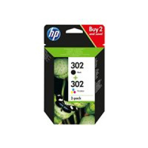 HP 302 2er Pack Schwarz, Farbe (Cyan, Magenta, Gelb) Tintenpatrone 