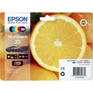 EPSON C13T33374011 Schwarz - Foto schwarz - Gelb Tintenpatrone Original Epson-Markenpatronen-Multipa 
