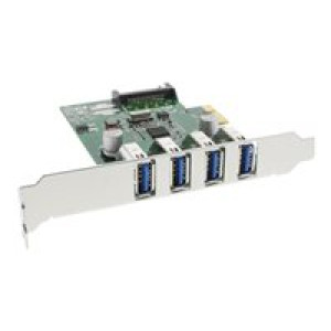 INLINE Schnittstellenkarte 4x USB 3.0 PCIe inkl. Low-Profile Slotblech mit SATA Stromanschluss 