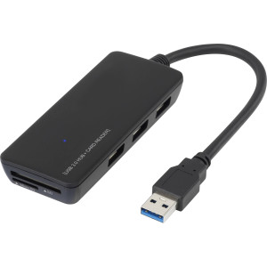 CONRAD 3 Port USB 3.0-Hub mit eingebautem SD-Kartenleser Renkforce Schwarz 