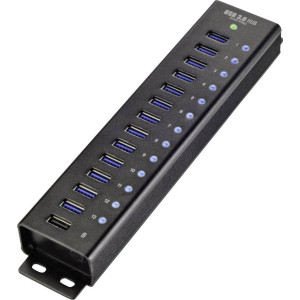 CONRAD 13+1 Port USB 3.0-Hub mit Aluminiumgehäuse, zur Wandmontage, mit Schnellladeport Renkforce 12 