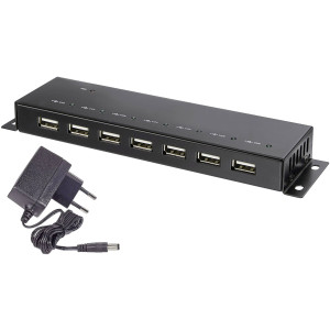 CONRAD 7 Port USB 2.0-Hub Metallgehäuse, zur Wandmontage Renkforce Schwarz 