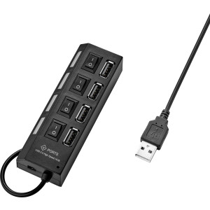 CONRAD 4 Port USB 2.0-Hub einzeln schaltbar, mit Status-LEDs Renkforce Schwarz 